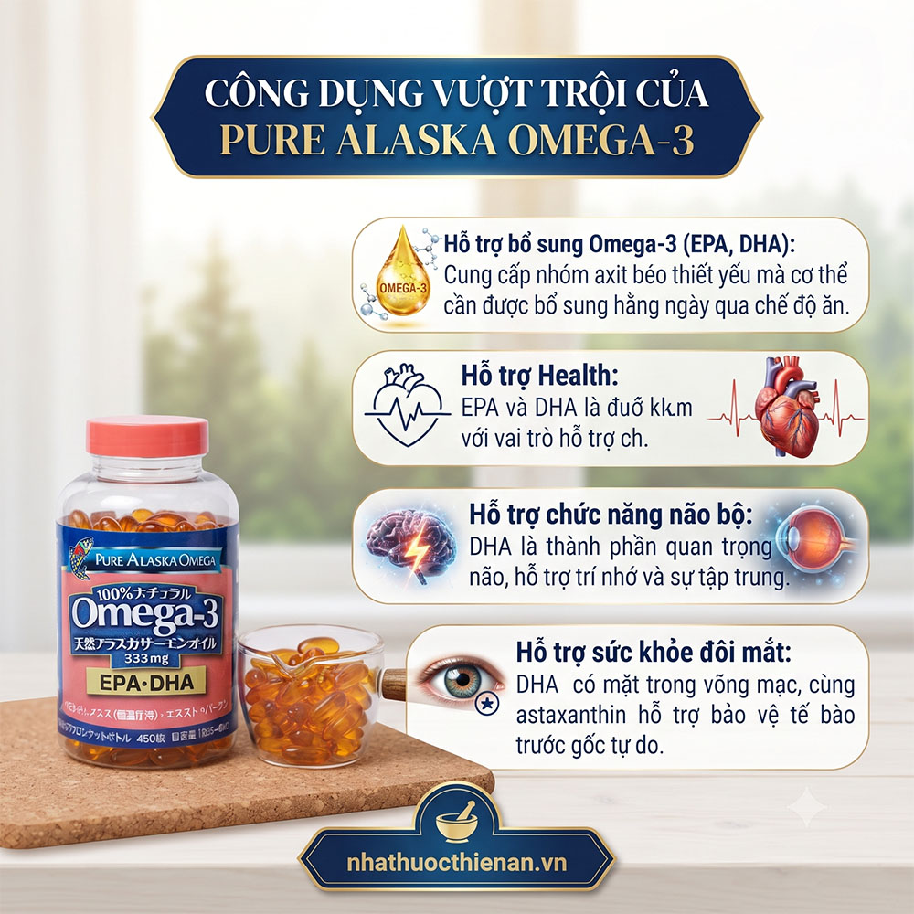 cong dung dau ca Pure Alaska bo sung omega-3 tim mach nao bo mat