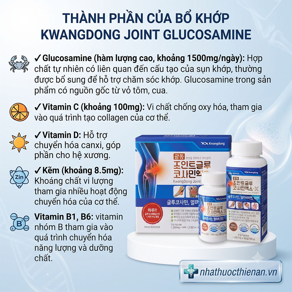 glucosamine kwangdong han quoc hop 2 lo 90 vien cham soc khop