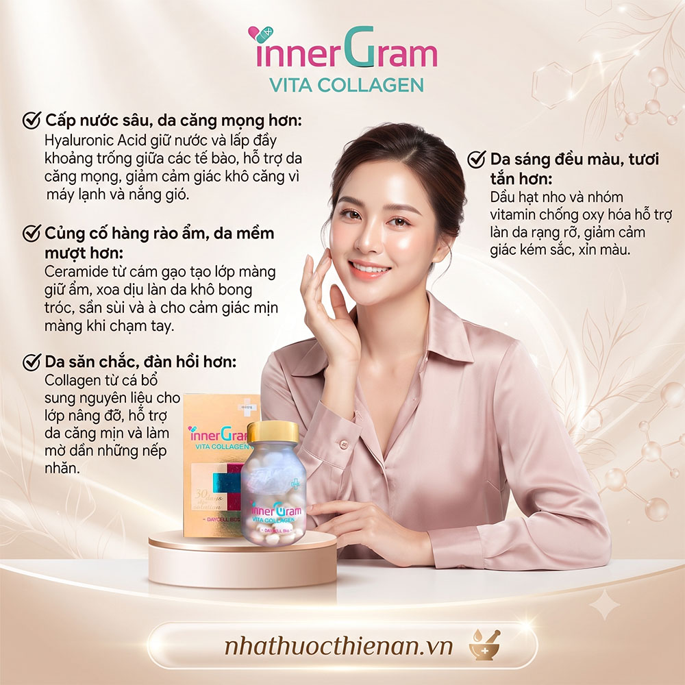 inner gram vita collagen ho tro da cang mong cap am sang deu mau