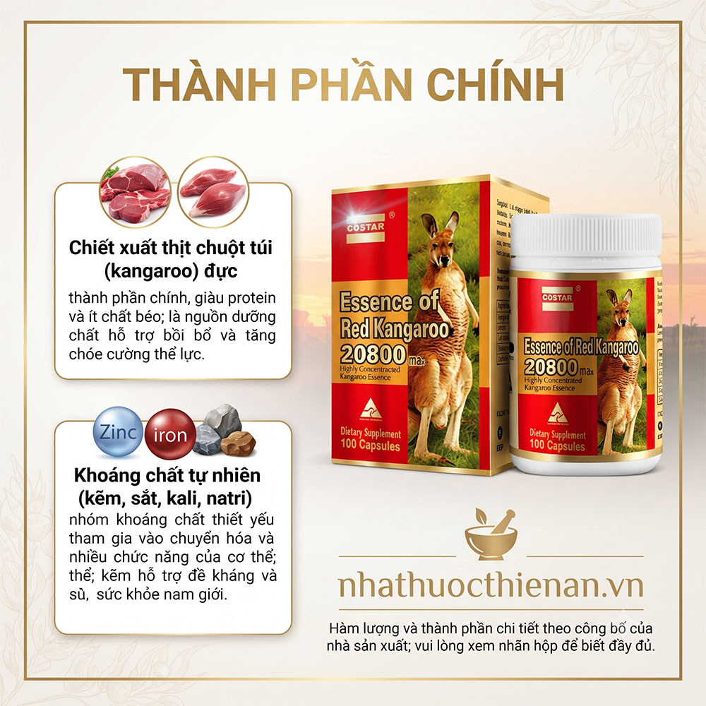 thanh phan Kangaroo Essence Costar chiet xuat thit kangaroo kem sat