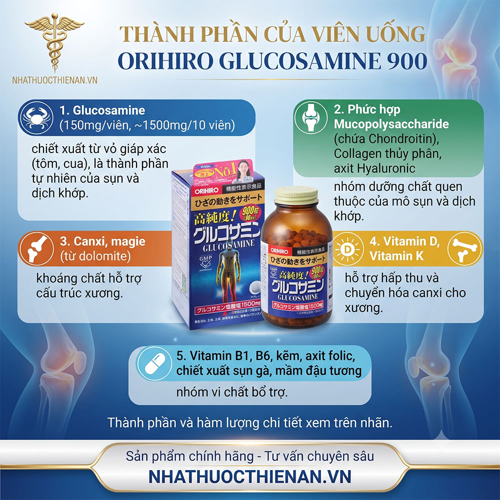 thanh phan Orihiro Glucosamine chondroitin collagen canxi vitamin