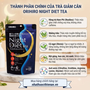 thanh phan Orihiro Night Diet Tea rooibos muong trau co ngot gung