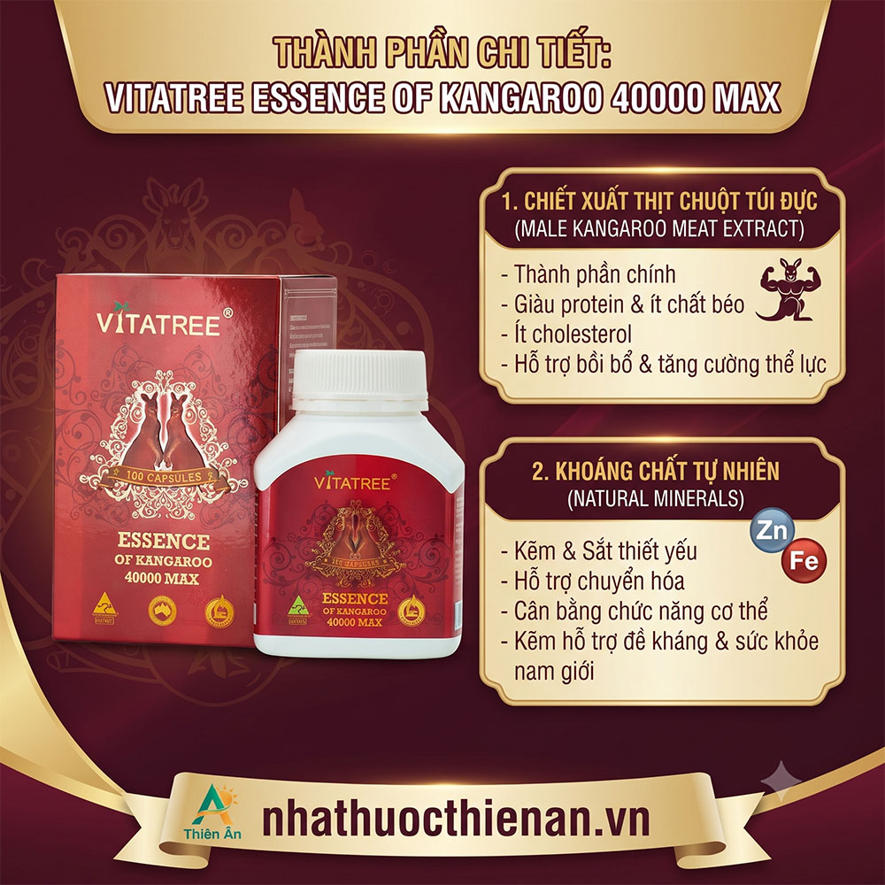 thanh phan Vitatree Essence Kangaroo chiet xuat thit kangaroo kem sat