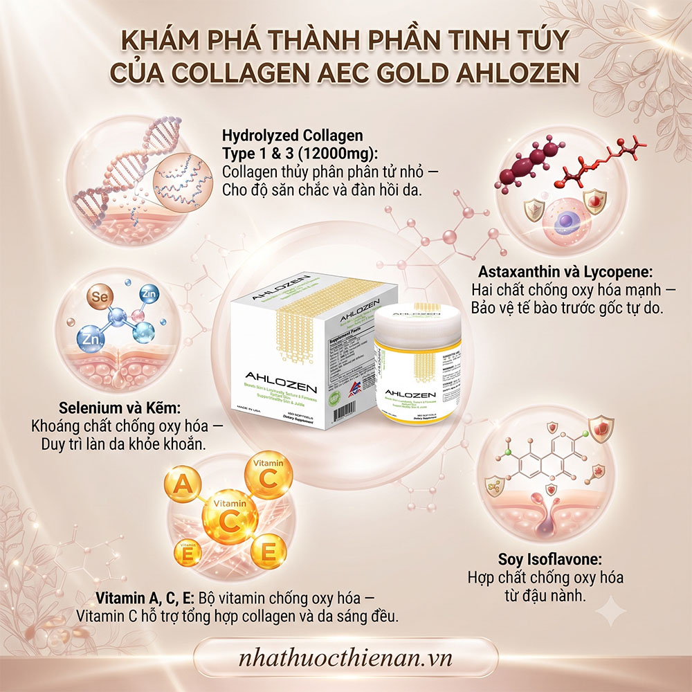 thanh phan aec gold collagen type 1 3 astaxanthin lycopene selenium vitamin a c e