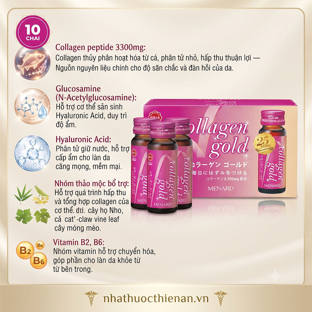 thanh phan collagen gold menard 3300mg collagen peptide glucosamine thao moc