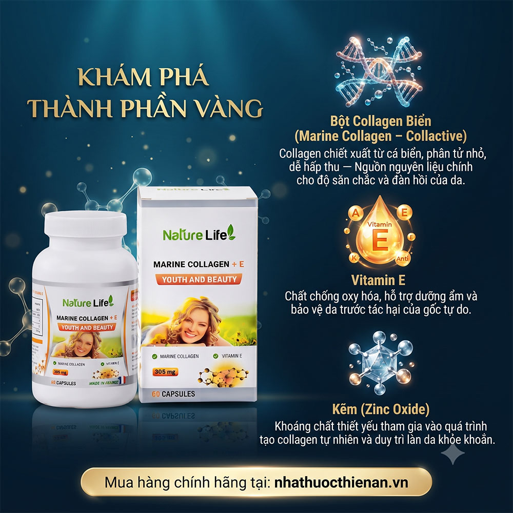 thanh phan nature life marine collagen collactive vitamin e kem