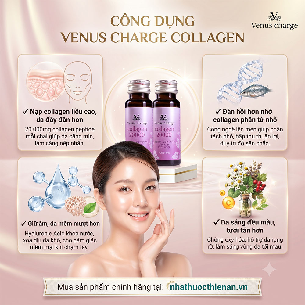 venus charge collagen ho tro da san chac cang min sang deu mau