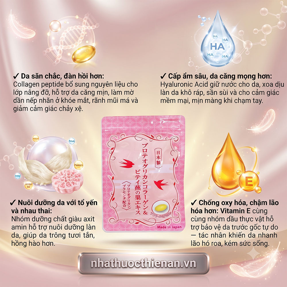 vien collagen to yen nhau thai ho tro da cang mong san chac cap am