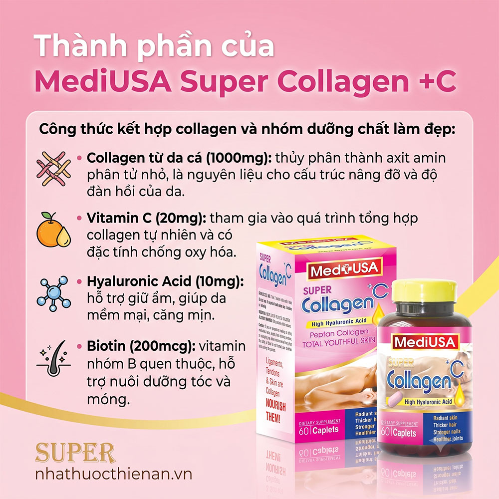 thanh phan mediusa super collagen c collagen da ca vitamin c ha biotin